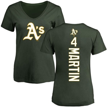 Women's Oakland Athletics Billy Martin ＃4 Backer Slim Fit T-Shirt - Green