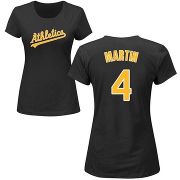 Women's Oakland Athletics Billy Martin ＃4 Roster Name & Number T-Shirt - Black