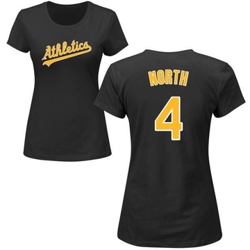 Women's Oakland Athletics Billy North ＃4 Roster Name & Number T-Shirt - Black