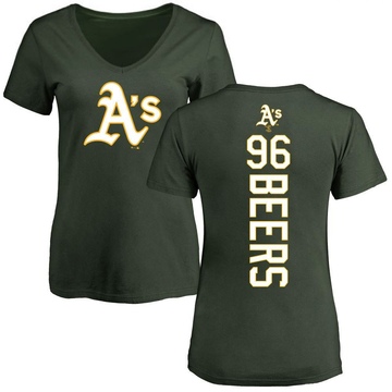 Women's Oakland Athletics Blake Beers ＃96 Backer Slim Fit T-Shirt - Green