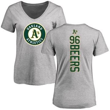 Women's Oakland Athletics Blake Beers ＃96 Backer Slim Fit T-Shirt Ash