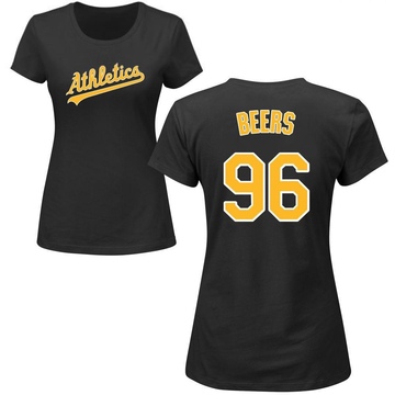 Women's Oakland Athletics Blake Beers ＃96 Roster Name & Number T-Shirt - Black