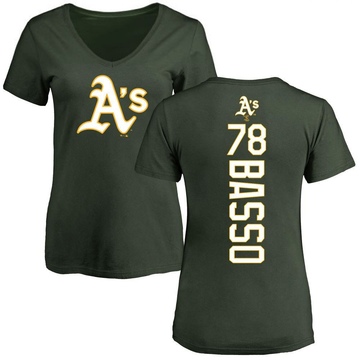 Women's Oakland Athletics Brady Basso ＃78 Backer Slim Fit T-Shirt - Green