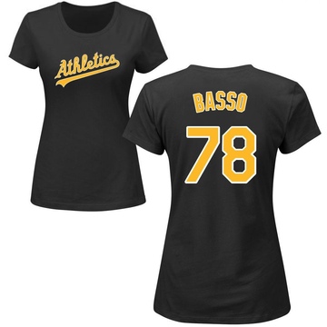 Women's Oakland Athletics Brady Basso ＃78 Roster Name & Number T-Shirt - Black