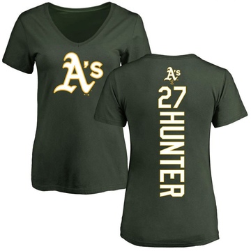 Women's Oakland Athletics Catfish Hunter ＃27 Backer Slim Fit T-Shirt - Green