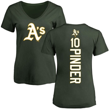 Women's Oakland Athletics Chad Pinder ＃10 Backer Slim Fit T-Shirt - Green