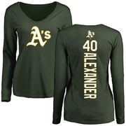 Women's Oakland Athletics CJ Alexander ＃40 Backer Slim Fit Long Sleeve T-Shirt - Green