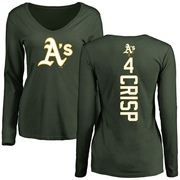 Women's Oakland Athletics Coco Crisp ＃4 Backer Slim Fit Long Sleeve T-Shirt - Green