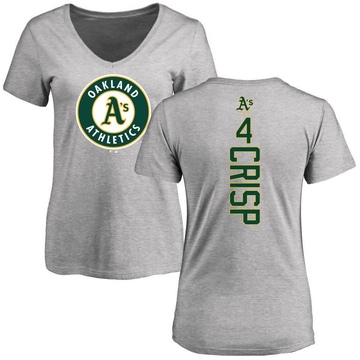 Women's Oakland Athletics Coco Crisp ＃4 Backer Slim Fit T-Shirt Ash