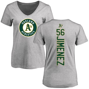 Women's Oakland Athletics Dany Jimenez ＃56 Backer Slim Fit T-Shirt Ash