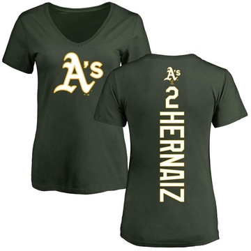 Women's Oakland Athletics Darell Hernaiz ＃2 Backer Slim Fit T-Shirt - Green