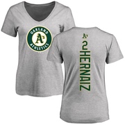 Women's Oakland Athletics Darell Hernaiz ＃2 Backer Slim Fit T-Shirt Ash