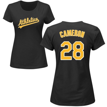 Women's Oakland Athletics Daz Cameron ＃28 Roster Name & Number T-Shirt - Black