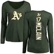 Women's Oakland Athletics Denny Mclain ＃17 Backer Slim Fit Long Sleeve T-Shirt - Green