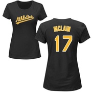 Women's Oakland Athletics Denny Mclain ＃17 Roster Name & Number T-Shirt - Black