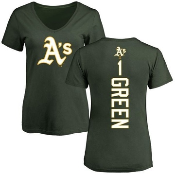 Women's Oakland Athletics Dick Green ＃1 Dick Backer Slim Fit T-Shirt - Green