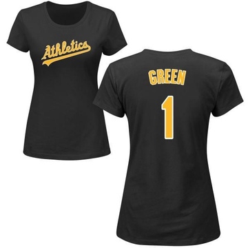 Women's Oakland Athletics Dick Green ＃1 Roster Name & Number T-Shirt - Black