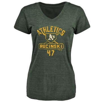 Women's Oakland Athletics Drew Rucinski ＃47 Base Runner T-Shirt - Green