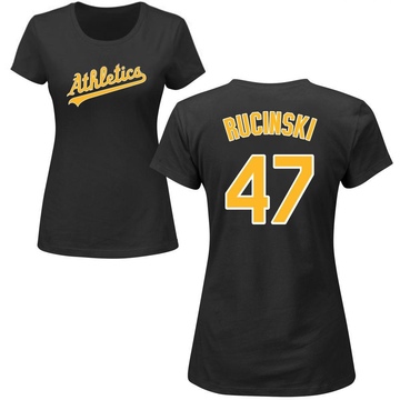 Women's Oakland Athletics Drew Rucinski ＃47 Roster Name & Number T-Shirt - Black