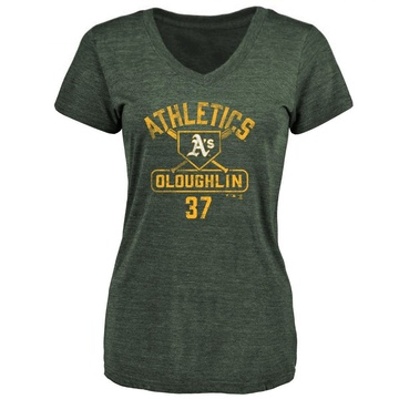 Women's Oakland Athletics Jack O'Loughlin ＃37 Base Runner T-Shirt - Green