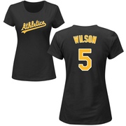 Women's Oakland Athletics Jacob Wilson ＃5 Roster Name & Number T-Shirt - Black