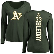 Women's Oakland Athletics JJ Bleday ＃33 Backer Slim Fit Long Sleeve T-Shirt - Green