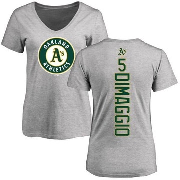 Women's Oakland Athletics Joe Dimaggio ＃5 Backer Slim Fit T-Shirt Ash