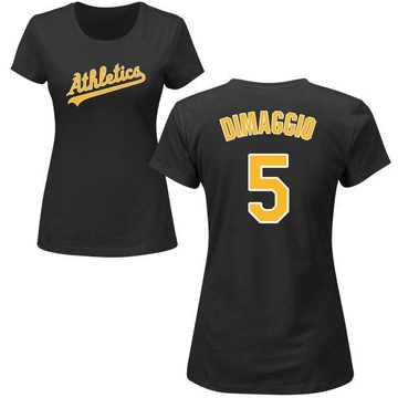 Women's Oakland Athletics Joe Dimaggio ＃5 Roster Name & Number T-Shirt - Black