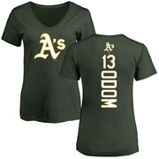 Women's Oakland Athletics John Odom ＃13 Backer Slim Fit T-Shirt - Green