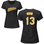 Women's Oakland Athletics John Odom ＃13 Roster Name & Number T-Shirt - Black