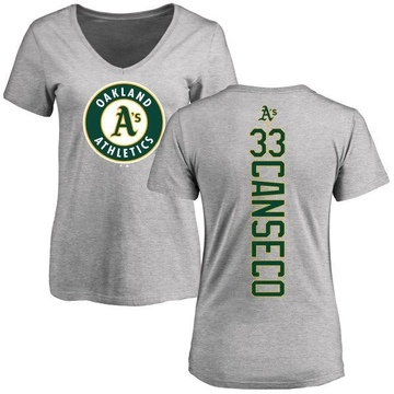 Women's Oakland Athletics Jose Canseco ＃33 Backer Slim Fit T-Shirt Ash