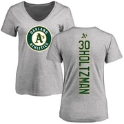 Women's Oakland Athletics Ken Holtzman ＃30 Backer Slim Fit T-Shirt Ash