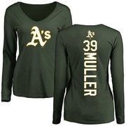 Women's Oakland Athletics Kyle Muller ＃39 Backer Slim Fit Long Sleeve T-Shirt - Green