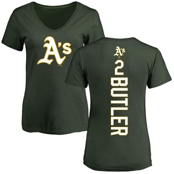 Women's Oakland Athletics Lawrence Butler ＃2 Backer Slim Fit T-Shirt - Green