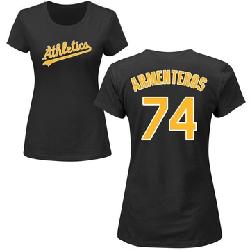 Women's Oakland Athletics Lazaro Armenteros ＃74 Roster Name & Number T-Shirt - Black