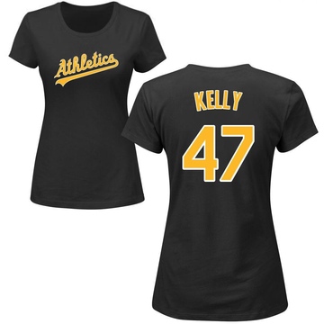 Women's Oakland Athletics Michael Kelly ＃47 Roster Name & Number T-Shirt - Black