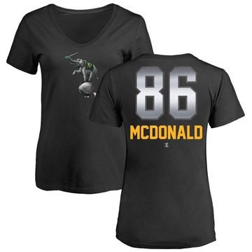 Women's Oakland Athletics Mickey McDonald ＃86 Midnight Mascot V-Neck T-Shirt - Black