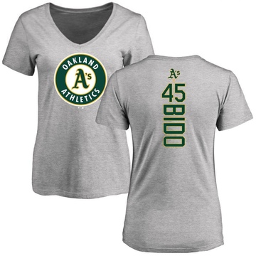 Women's Oakland Athletics Osvaldo Bido ＃45 Backer Slim Fit T-Shirt Ash