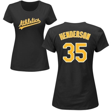 Women's Oakland Athletics Rickey Henderson ＃35 Roster Name & Number T-Shirt - Black