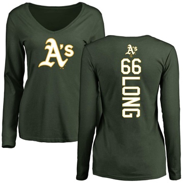 Women's Oakland Athletics Sam Long ＃66 Backer Slim Fit Long Sleeve T-Shirt - Green