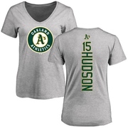 Women's Oakland Athletics Tim Hudson ＃15 Backer Slim Fit T-Shirt Ash