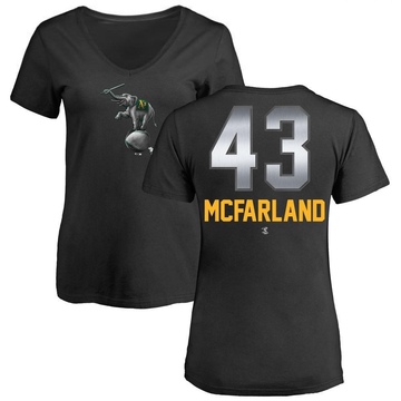 Women's Oakland Athletics T.J. McFarland ＃43 Midnight Mascot V-Neck T-Shirt - Black