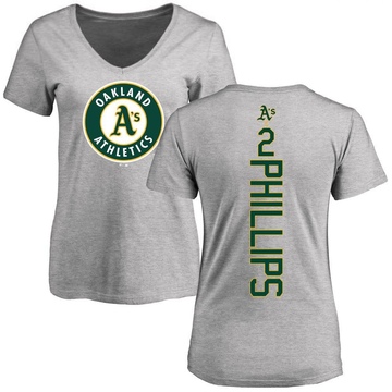 Women's Oakland Athletics Tony Phillips ＃2 Backer Slim Fit T-Shirt Ash