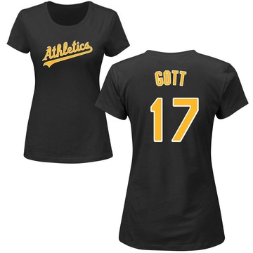 Women's Oakland Athletics Trevor Gott ＃17 Roster Name & Number T-Shirt - Black