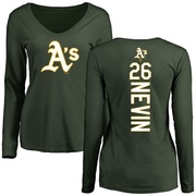 Women's Oakland Athletics Tyler Nevin ＃26 Backer Slim Fit Long Sleeve T-Shirt - Green