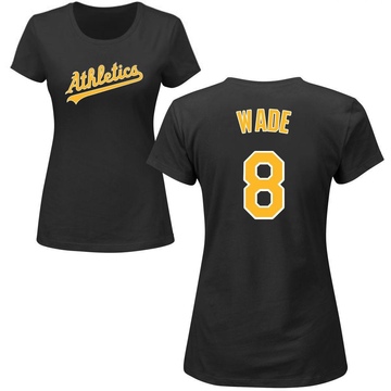 Women's Oakland Athletics Tyler Wade ＃8 Roster Name & Number T-Shirt - Black