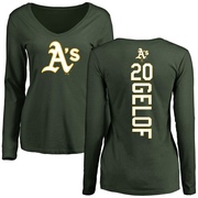 Women's Oakland Athletics Zack Gelof ＃20 Backer Slim Fit Long Sleeve T-Shirt - Green