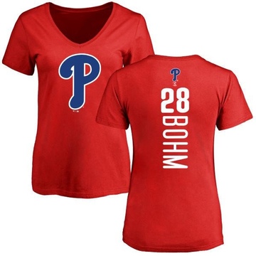 Women's Philadelphia Phillies Alec Bohm ＃28 Backer Slim Fit T-Shirt - Red