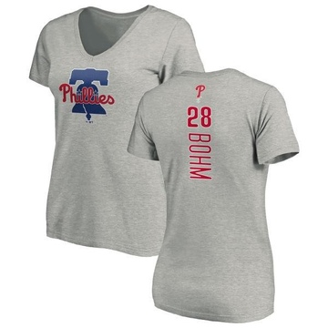 Women's Philadelphia Phillies Alec Bohm ＃28 Backer Slim Fit T-Shirt Ash