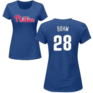 Women's Philadelphia Phillies Alec Bohm ＃28 Roster Name & Number T-Shirt - Royal